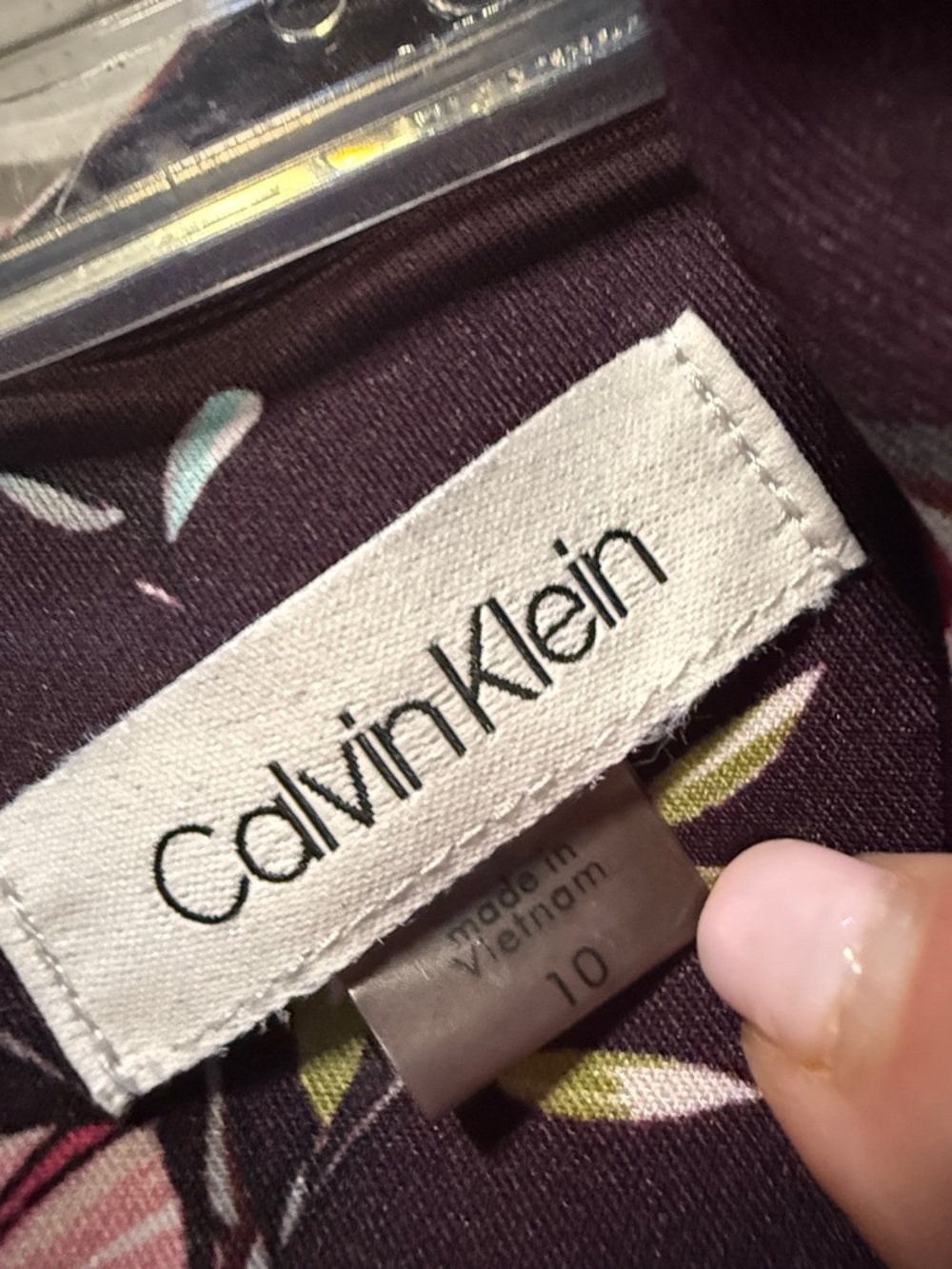 Calvin Klein Brown Midi Dress with Pink, cream and green Floral Pattern - Picture 2 of 4